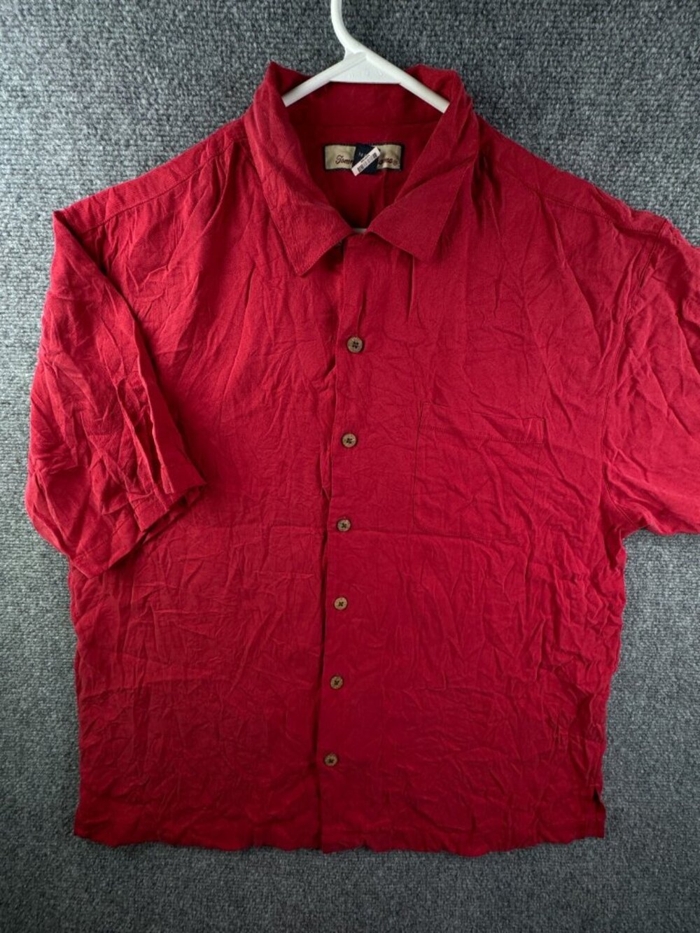 Tommy Bahama ALL SILK Camp Shirt Button Up Men’s Red Large Short Sleeve Pocket